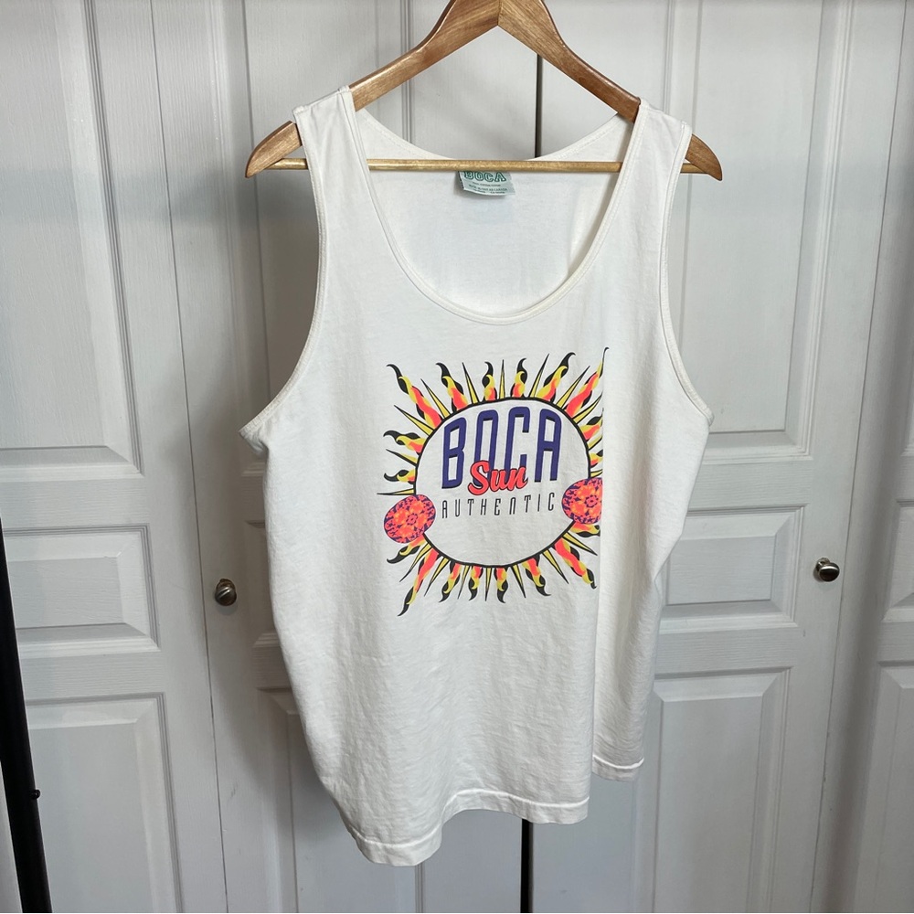 90s BOCA Tank Top Sunburst Logo Beach Vibes